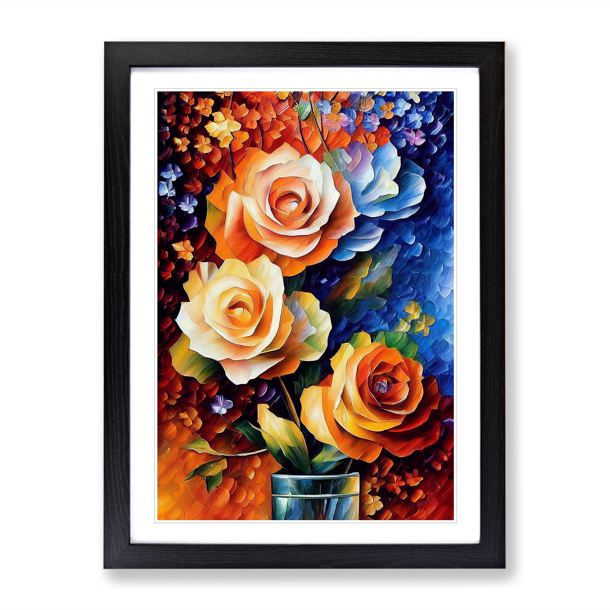 Flowers Within A Vase No.2 Framed Print | A4 Black Framed Wall Art | Ready to Hang | Modern Floral Picture | Living Room Bedroom Lounge Office
