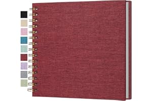 Cherrich Small Scrapbook 8x8 Inch, Linen Photo Album Mini Scrap Book, Kraft White Pages Memory Book for Wedding, Baby, Family, Graduation, Travel, Dog, Vacation