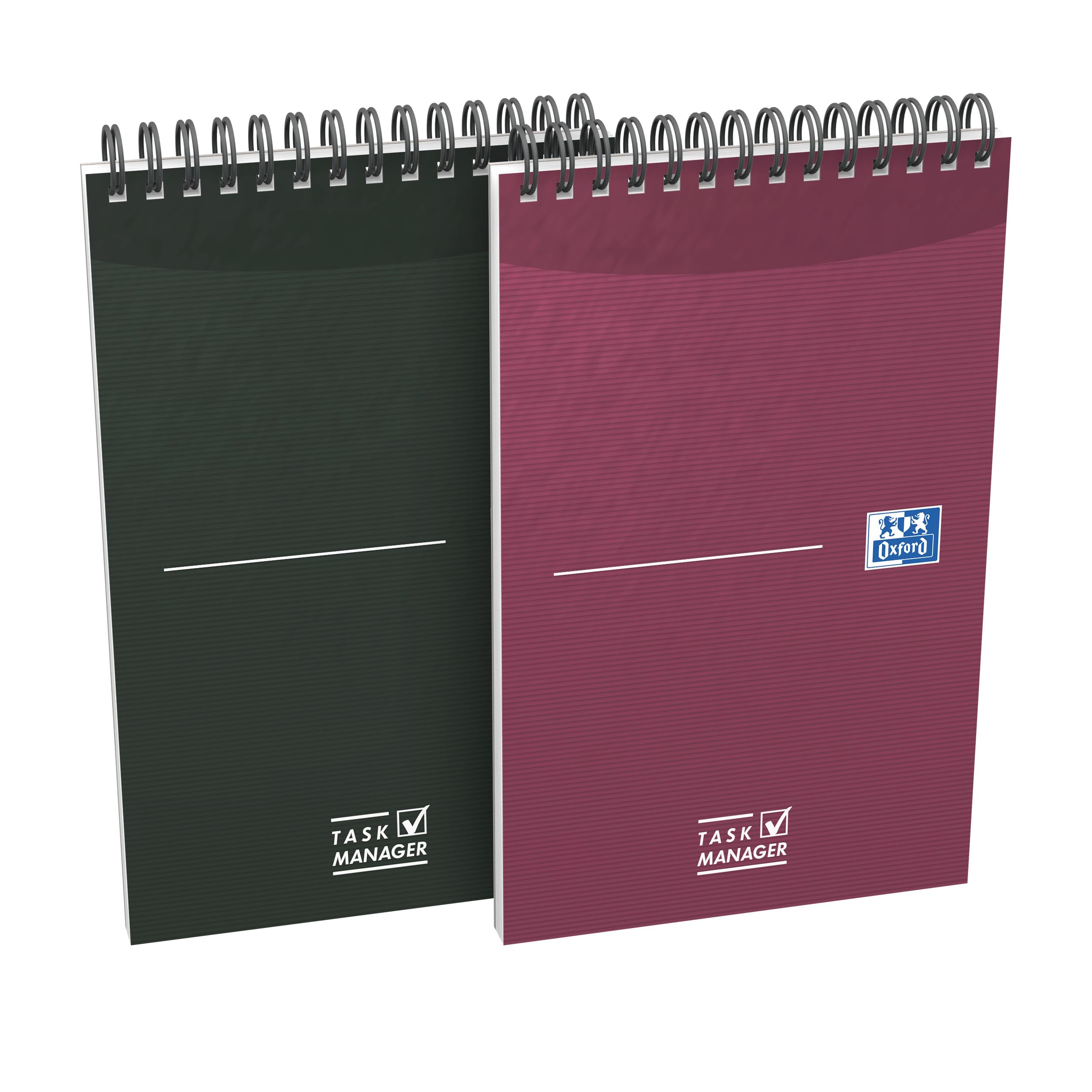 OXFORD Pack of 5 Task Manager Notepads 12.5 x 20 cm 140 Pages Ruled 8 mm Spiral Bound Card Cover Assorted Colours