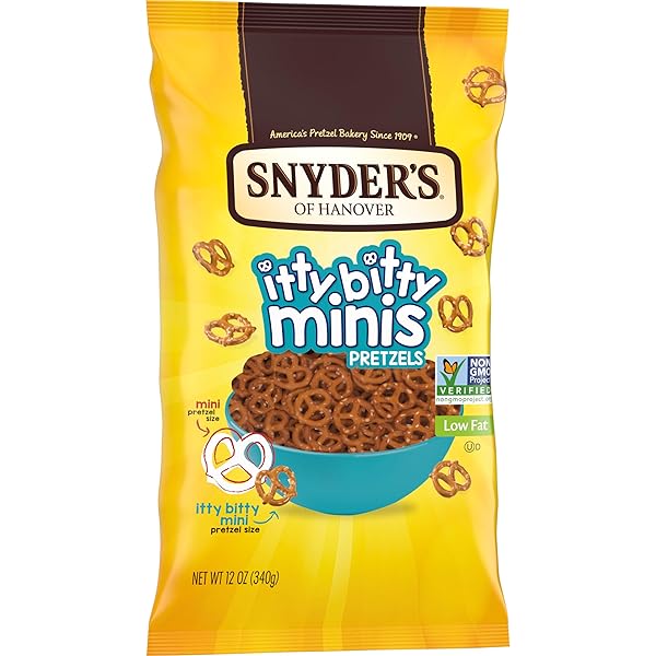 SNYDER’S OF HANOVER, ITTY BITTY MINIS PRETZELS, 12 OZ BAG