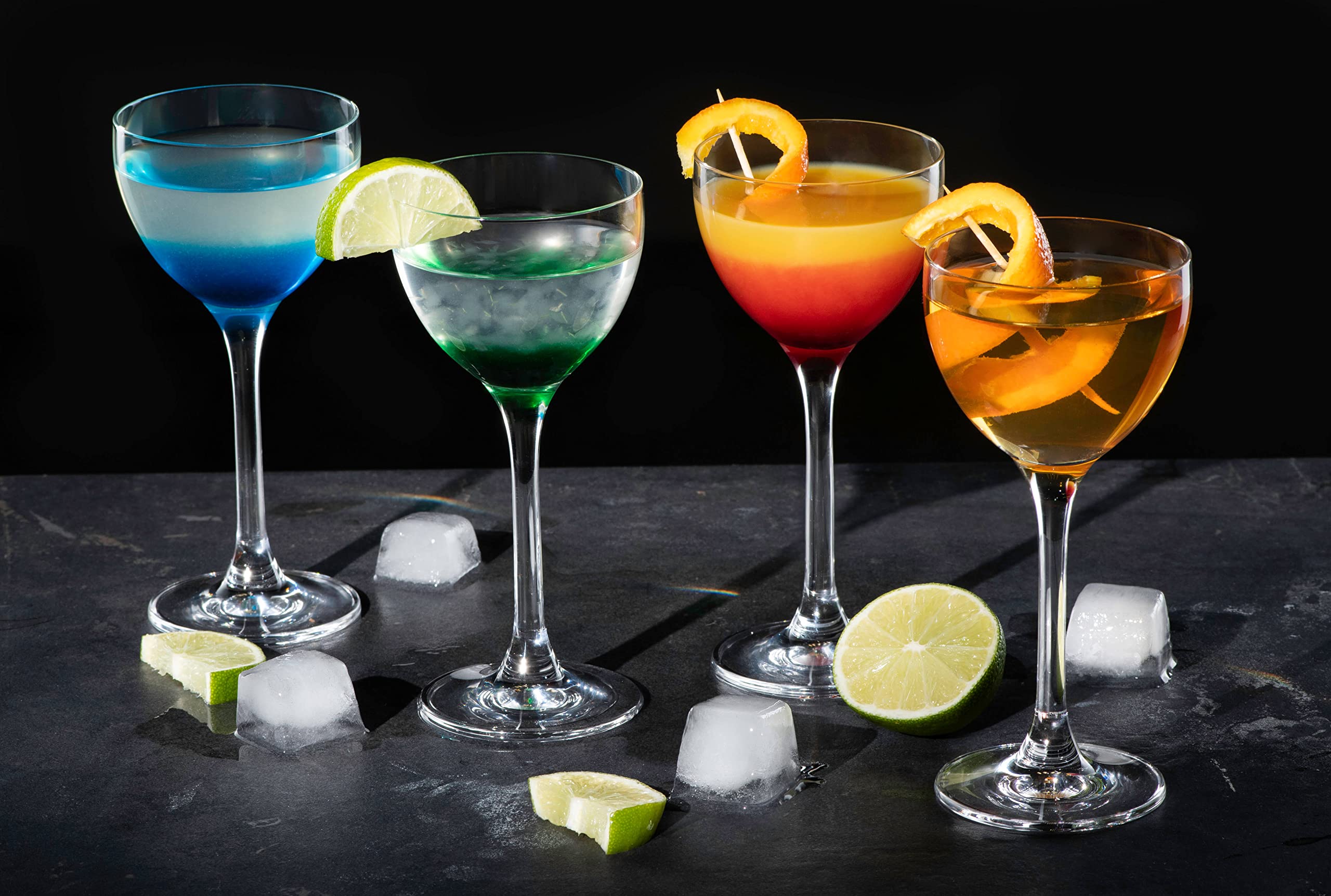 DIAMANTE 4 Mini Cocktail Crystal Coupes 150ml | Port Sherry & Aperitif Digestif Glasses | Nick & Nora & Negroni Glasses - ‘Auris’ Collection Undecorated Crystal - Set of 4