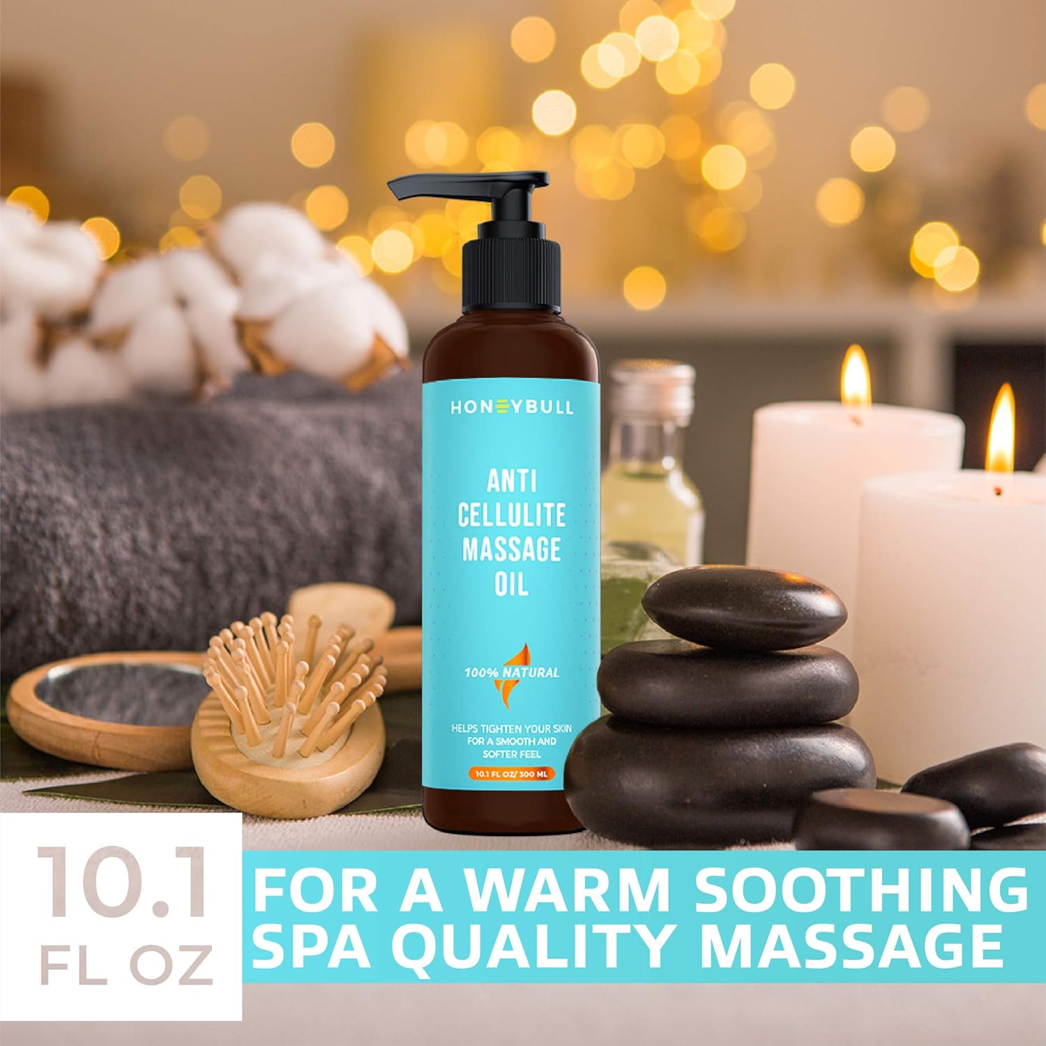 HoneyBull Anti Cellulite Cream Massage Oil (300mL) Skin Tightening Body Lotion 100% Natural : Beauty