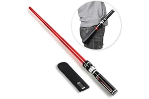 MewduMewdu Light up Saber Toy with Electronic Lights & FX Sound Effect for Kids and Adults, Red LED Light Expandable Light Sword Toy for Party, Halloween, Holiday, Birthday Roleplay(with Belt Clip)