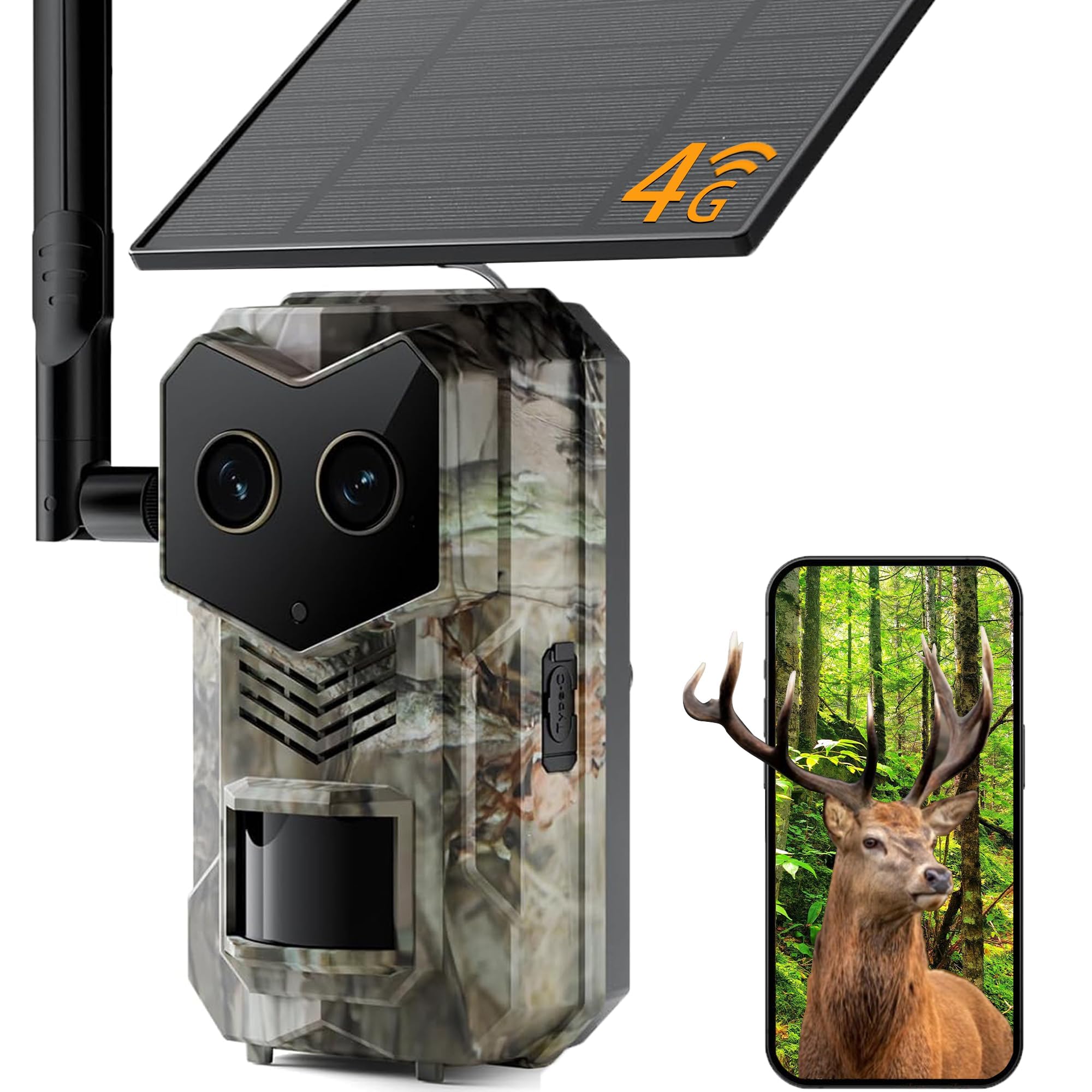Photo 1 of 2025 Upgraded 4G Cellular Trail Camera with GPS,Dual Lens Game Camera with Night Vision, Trail Camera with Night Vision Motion Activated Waterproof, Wildlife Camera, SolarTrail Cam with Esim Card