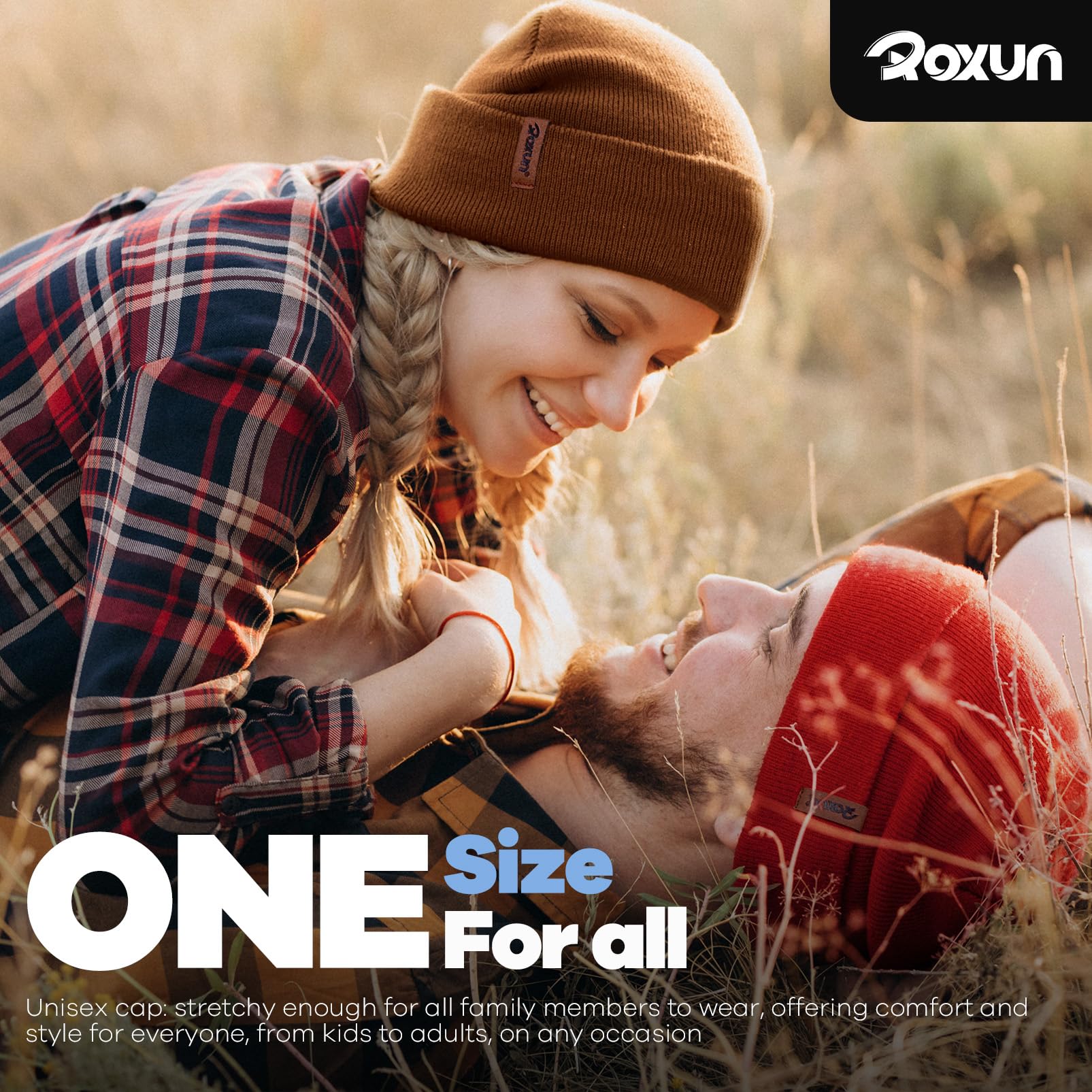 ROXUN Beanie for Men/Women Knit Cuffed Soft Warm Winter Hat Unisex Stocking Cap