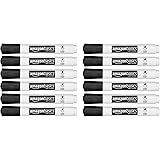Amazon Basics Low-Odor Dry Erase White Board Markers - Chisel Tip - 12 Pack, Black