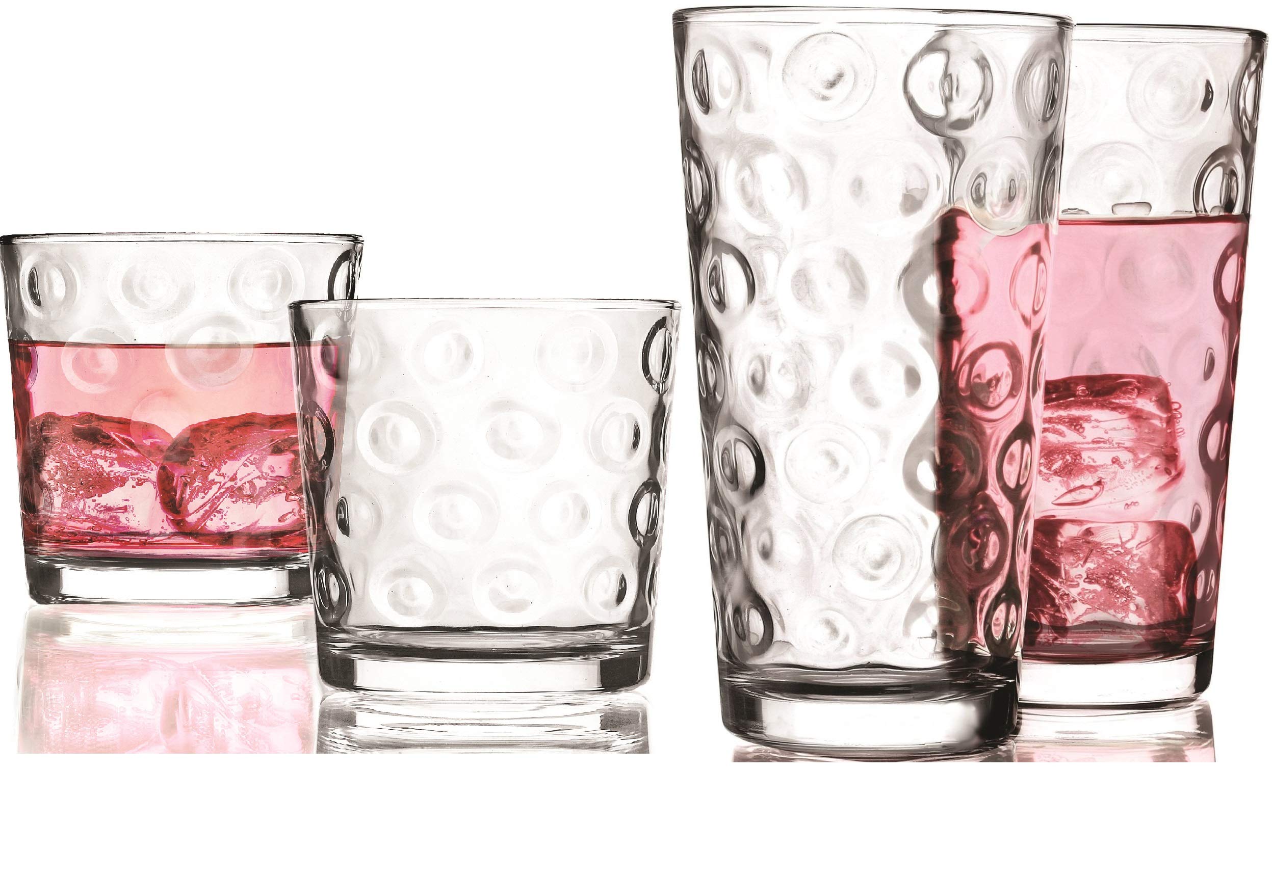Circleware Circles Huge Set of 16 Drinking Glasses, 814oz and 813oz