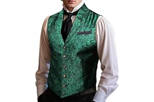 Mens Victorian Suit Vest Paisley Steampunk Gothic Waistcoat Retro Lapel Collar Formal