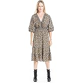 Max Studio Womens 3/4 Sleeve Tiered Bubble Crepe Dress