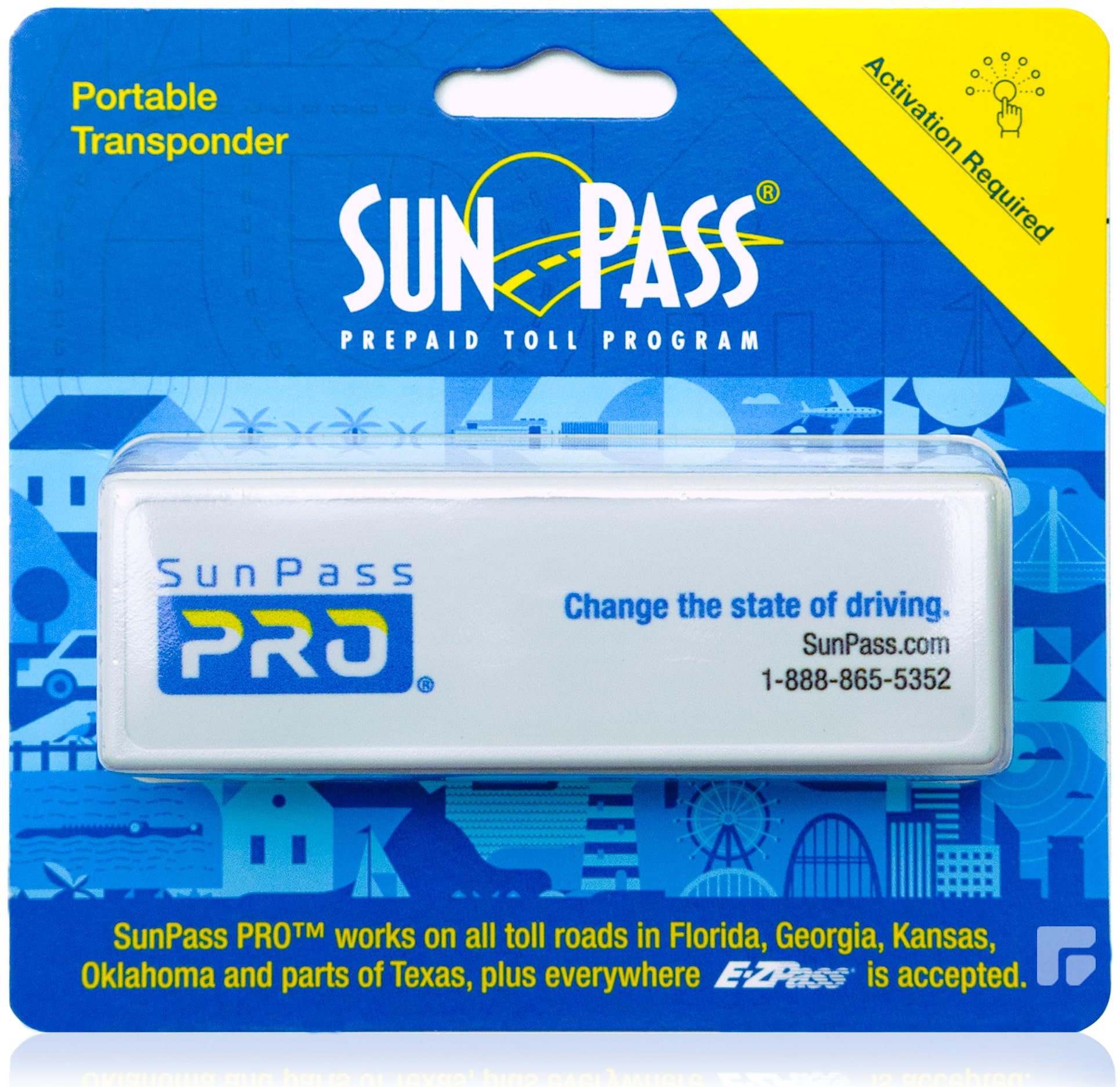 Sun Pass Pro Universal Toll Transponder – Prepaid Electronic Pass for Florida & 21 Additional States (PRO)