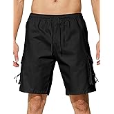 Asrlivp Men's Casual Cargo Shorts Drawstring Elastic Waist Summer Classic Outdoor Stretch Work Shorts with 5 Pockets