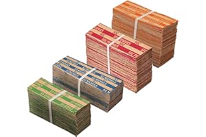 SUMERFNT Coin Wrappers Assorted 600 PCS Flat Coin Rolls Wrappers for All Coins Including 200 Quarter Wrappers, 200 Penny Wrappers, 100 Dime Wrappers, 100 Nickel Wrappers