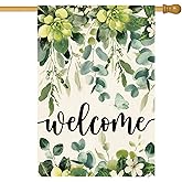 AVOIN colorlife Spring Eucalyptus Flowers House Flag 28 x 40 Inch Double Sided, Seasonal Welcome Yard Outdoor Flag