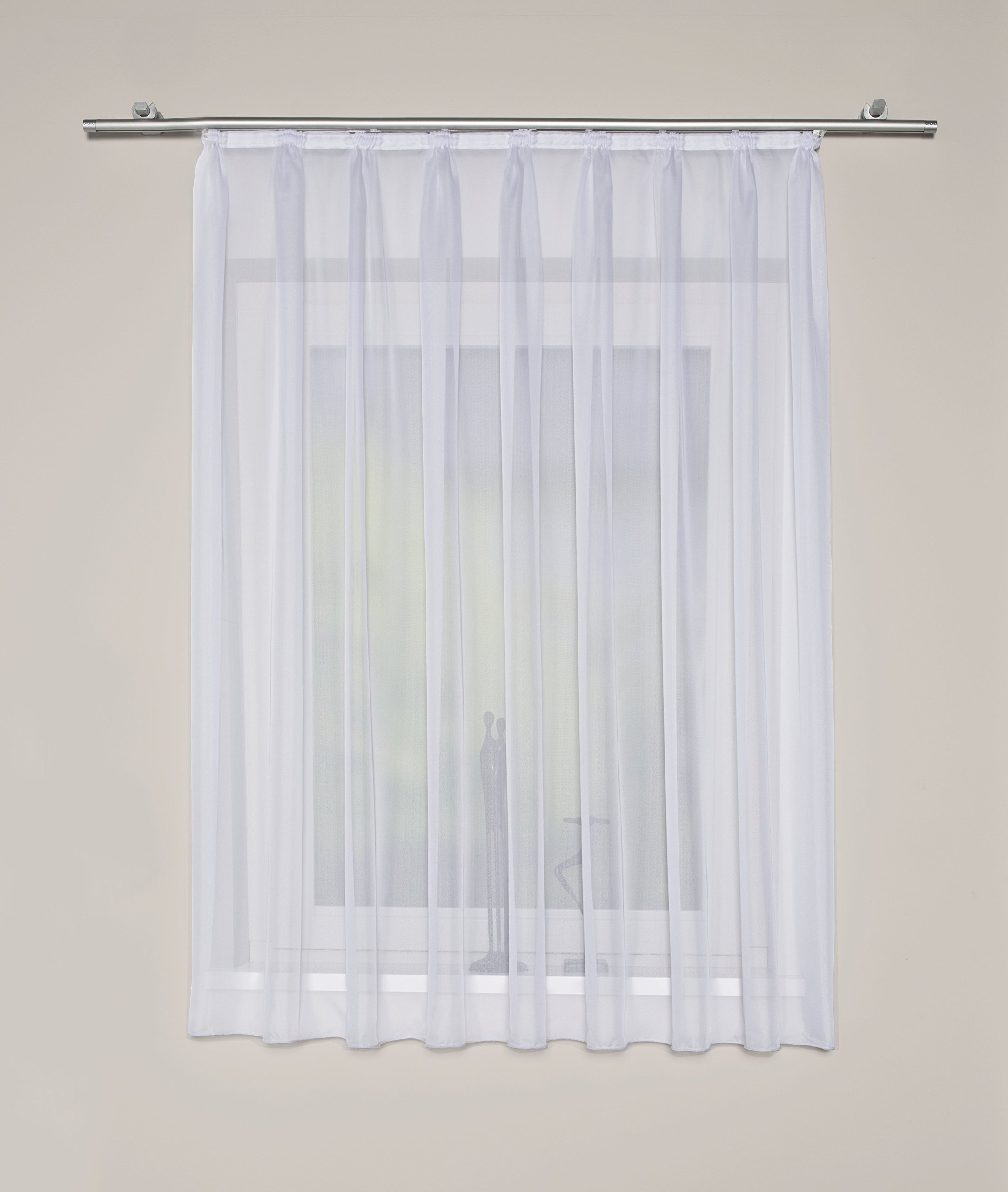 Home Fashion Crepe Voile, Polyester, White, 95 x 250 cm