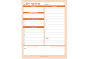 GAZELLE PLANNER Gazelle Daily Planner To Do List Notepad with 24 Hour Schedule with Tear Off Sheets, Daily To Do List, Orange, 50 Pages, 8.5 x 11