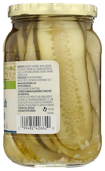 365 BY WHOLE FOODS MARKET, ORGANIC FRESH KOSHER SANDWICH PICKLE SLICES, 16 FL OZ