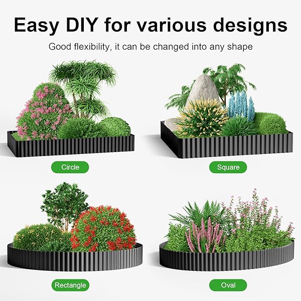 LAND GUARD CORRUGATED GARDEN EDGING BORDER, 6″ X 100′ LANDSCAPE PAVER EDGING, TALL LANDSCAPE EDGING, FENCE FOR GARDEN, FLOWER BED, LAWN AND LANDSCAPE EDGING (GLOSSY BLACK)