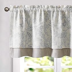 jinchan Linen Valance Curtain Farmhouse Grey Floral