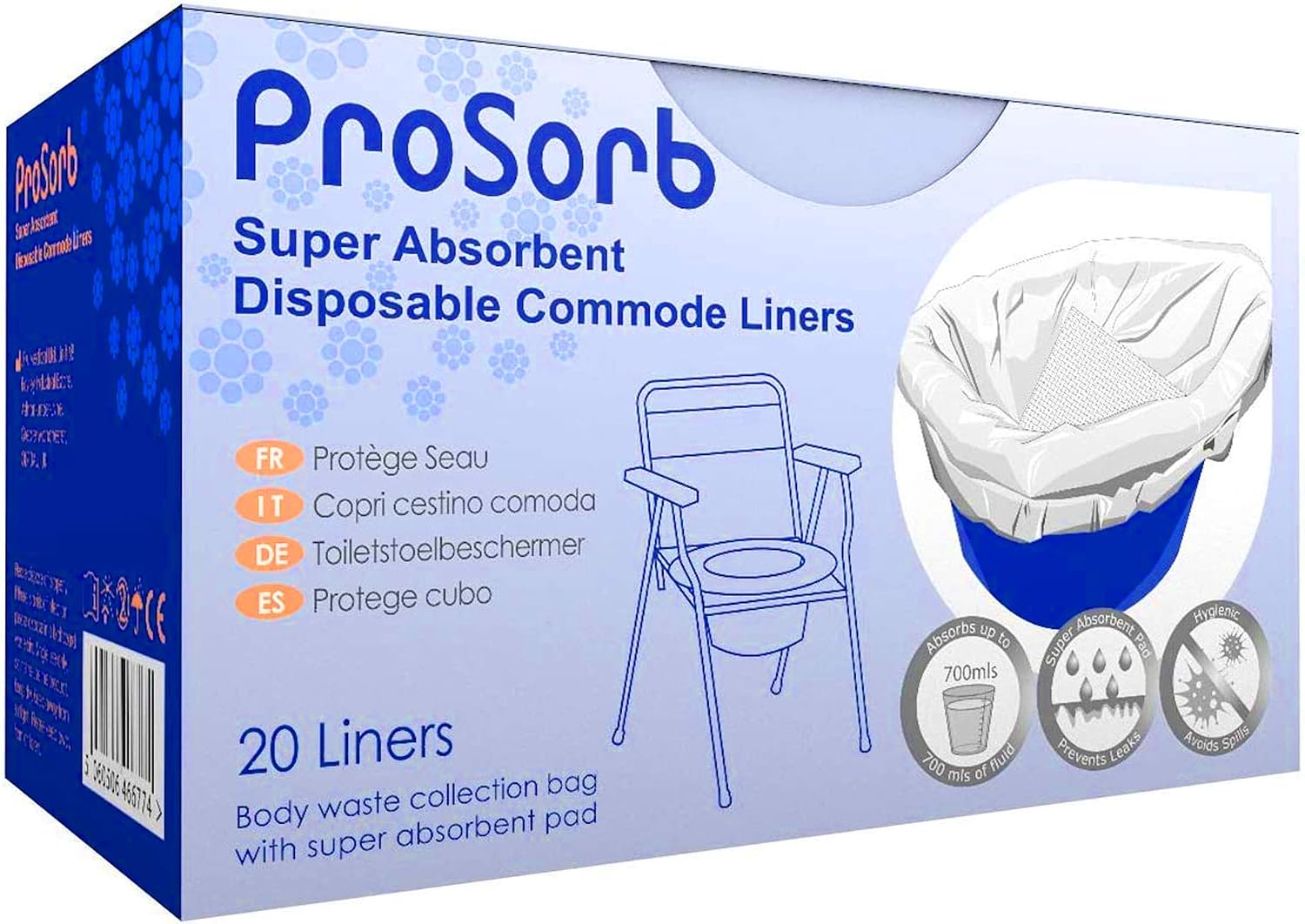 Prosorb Super Absorbent Disposable Commode / Bed Pan Liners Pack of 20, Blue, 20 Count (Pack of 1)