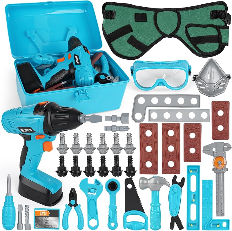 Vanplay Kids Tools Set 52Pcs Pretend Play Drill Tool Belt 3 4 5 6 Years