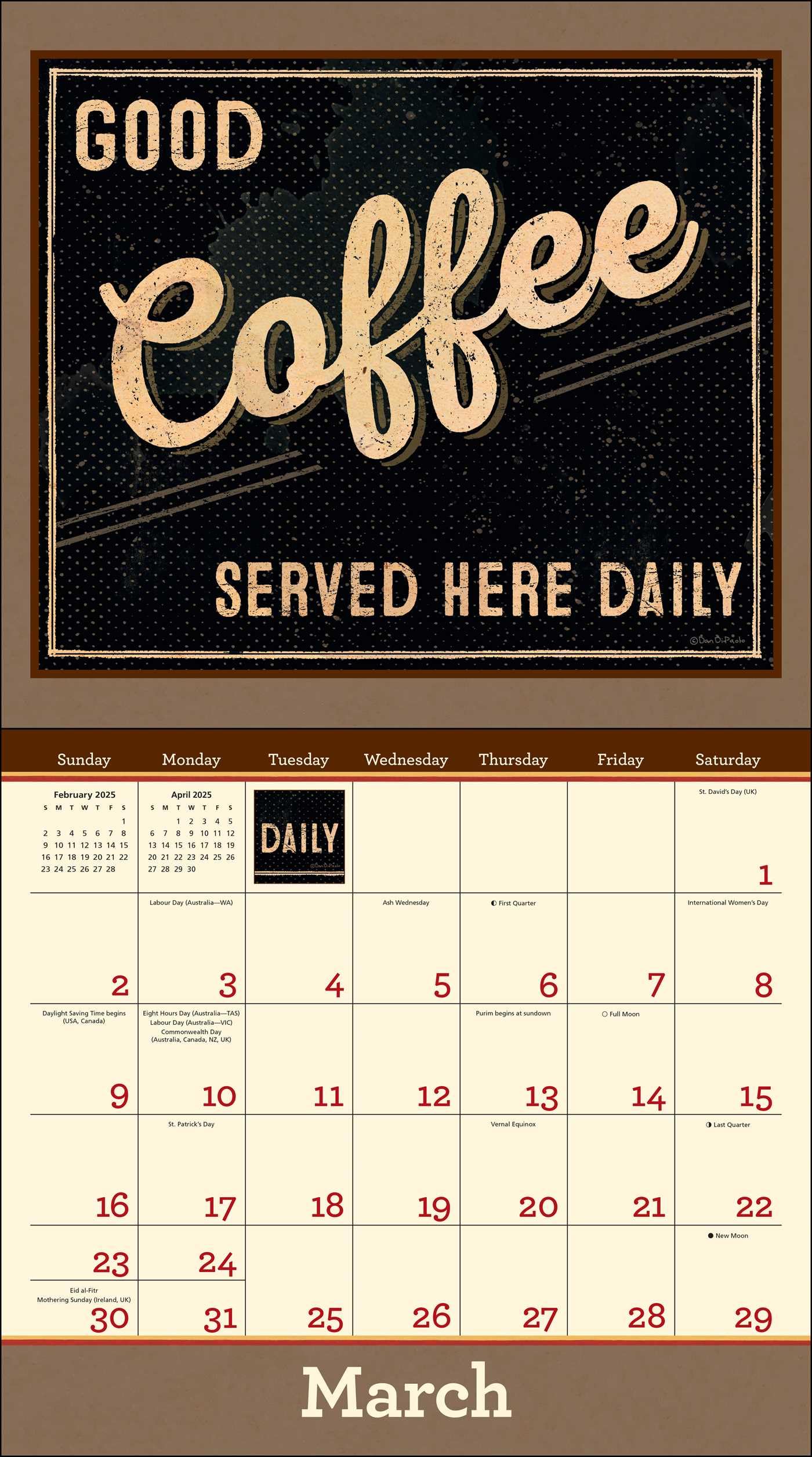 Coffee 2025 Deluxe Wall Calendar