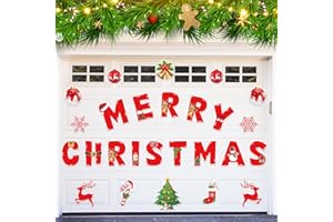 JOYPRO Large Merry Christmas Garage Door Magnets Decorations, 26 Pcs Christmas Magnetic Garage Door Decor, DIY Refrigerator Car Kitchen Magnet Decal Stickers for Xmas Holiday