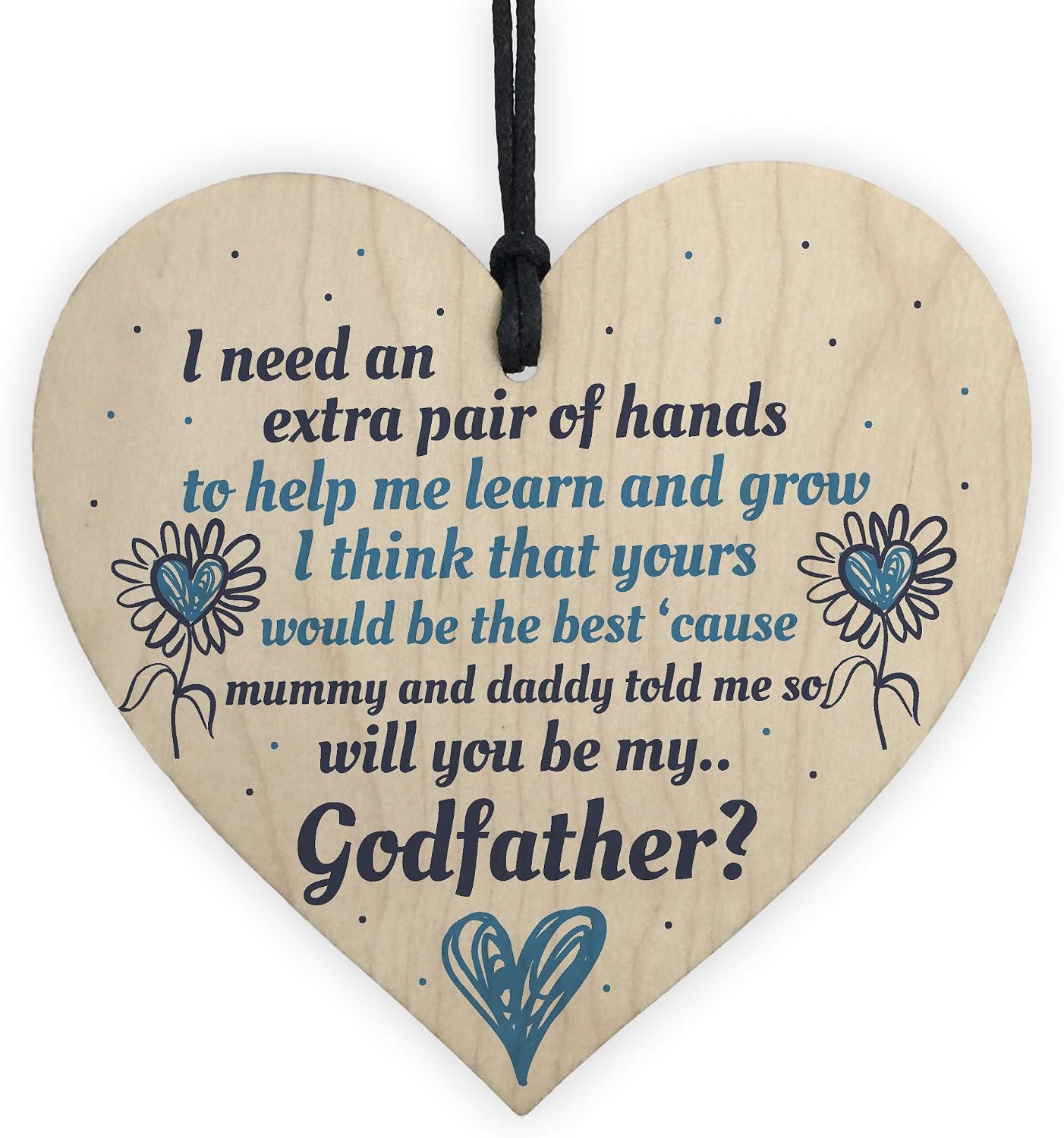 Red Ocean GODMOTHER GODFATHER Will You Be My Godfather Wooden Heart Plaque Goddaughter Godson Christening Asking Gifts