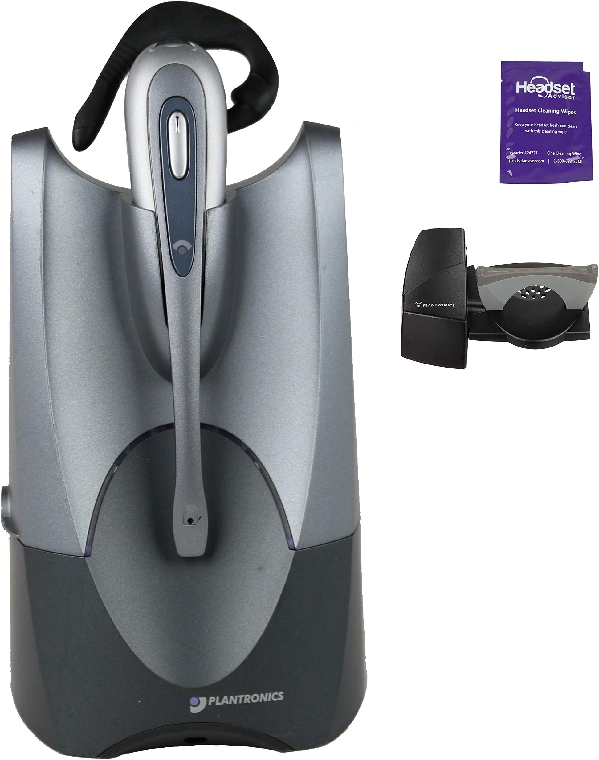 Plantronics CS50 Wireless Headset Bundle with Lifter and Headset Advisor Wipe (Renewed)