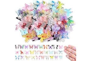 PROSUITES 60pcs Micro Resin Butterflies for Crafts Miniature Butterflies Tiny Butterfly Decorations for Dollhouse,Fairy House Garden,Micro Landscaping