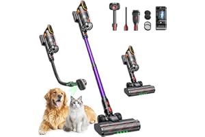 FIEETY Cordless Vacuum Cleaner 50KPa/600W/65Mins Stick Vacuum Cleaners for Home with Pet Brush, 3.3Ft Hose, Wall Mount Charging, Auto Mode, Touchscreen, Self-Standing Vacuum for Pet Hair/Carpet/Car, Ultra10