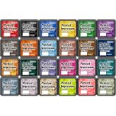 CraftyManor Masked Impression Mini Ink Pads for Stamps, Water Based Smudge Chalk Stamp Pad for Scrapbooking, Journaling, Card Making, DIY Craft Scrapbook Supplies for Adults (24 Colors)