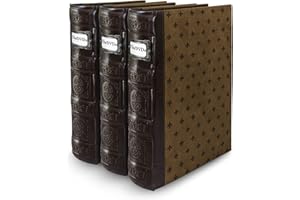 Bellagio-Italia Tuscany CD/DVD Storage Binder Set - Leather - Storage Organizer for DVDs, CDs, Blu Rays & Video Games - Acid-Free Binder Organizer Sheets - 3-Pack, 144 Disc Capacity, Chestnut