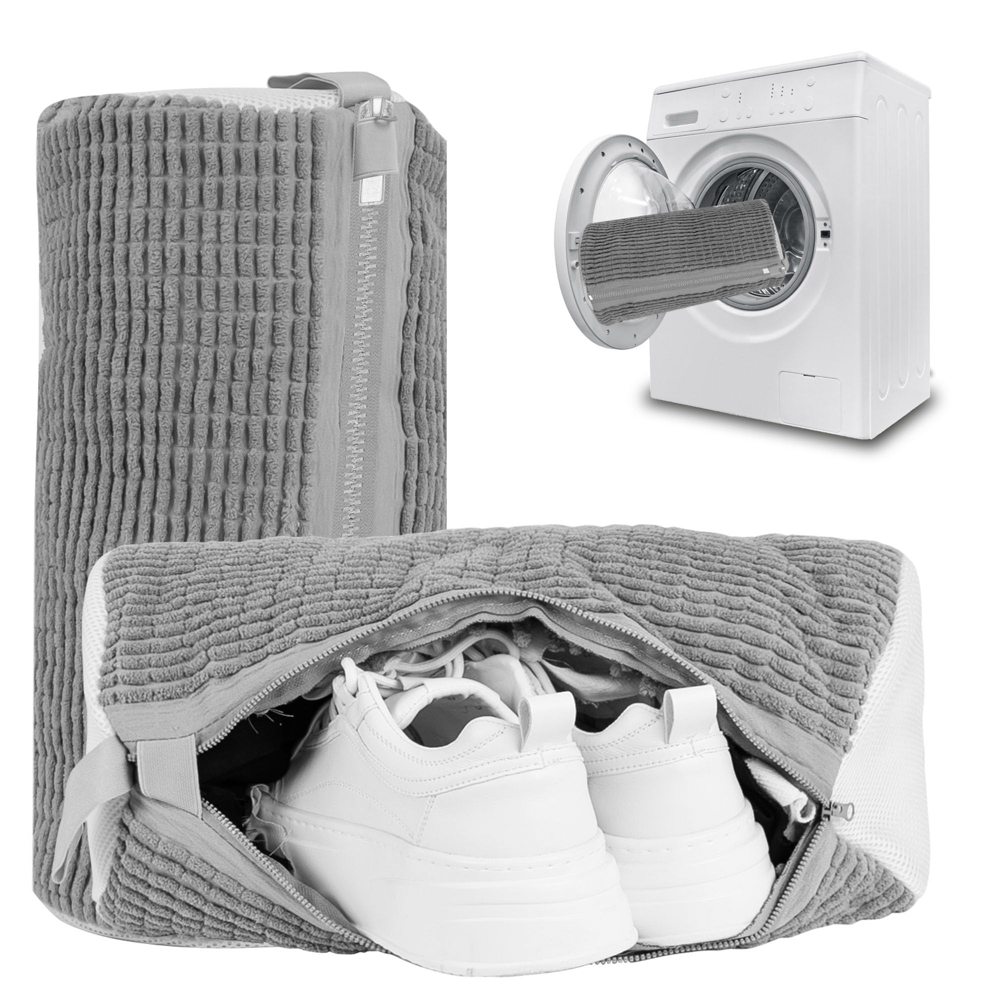 Photo 1 of Shoe Washing Machine Bag, Laundry Shoe Bag for Washer and Dryer,2Pcs Reusable Shoe Bag for Washing Machine Fit Most Shoes Types (Grey 2 pcs)