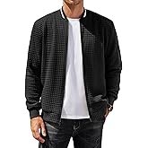 COOFANDY Mens Zip Up Sweater Jacket Waffle Sweatshirt Knit Bomber Lightweight Casual Jackets