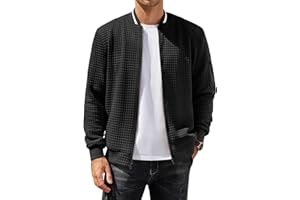 COOFANDY Mens Zip Up Sweater Jacket Waffle Sweatshirt Knit Bomber Lightweight Casual Jackets