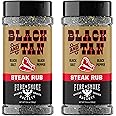 Fire & Smoke Society Black & Tan Steak Seasoning | BBQ Rubs, Steak Rub for Smoking and Grilling Meat | Steaks, Brisket, Burgers Dry BBQ Rubs and Spices | XL 13.6 oz (2-Pack)