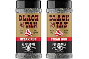 Fire & Smoke Society Black & Tan Steak Seasoning | BBQ Rubs, Steak Rub for Smoking and Grilling Meat | Steaks, Brisket, Burgers Dry BBQ Rubs and Spices | XL 13.6 oz (2-Pack)