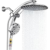Shower Head with filtered Handheld High Pressure daul Shower Heads with Handheld Spray Combo and 10 Sprays Handheld Shower Head Detachable Shower head Built-in Magnetic Docking and Power Jets Chrome