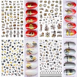 8 Sheets Summer Nail Art Stickers, Holographic 3D