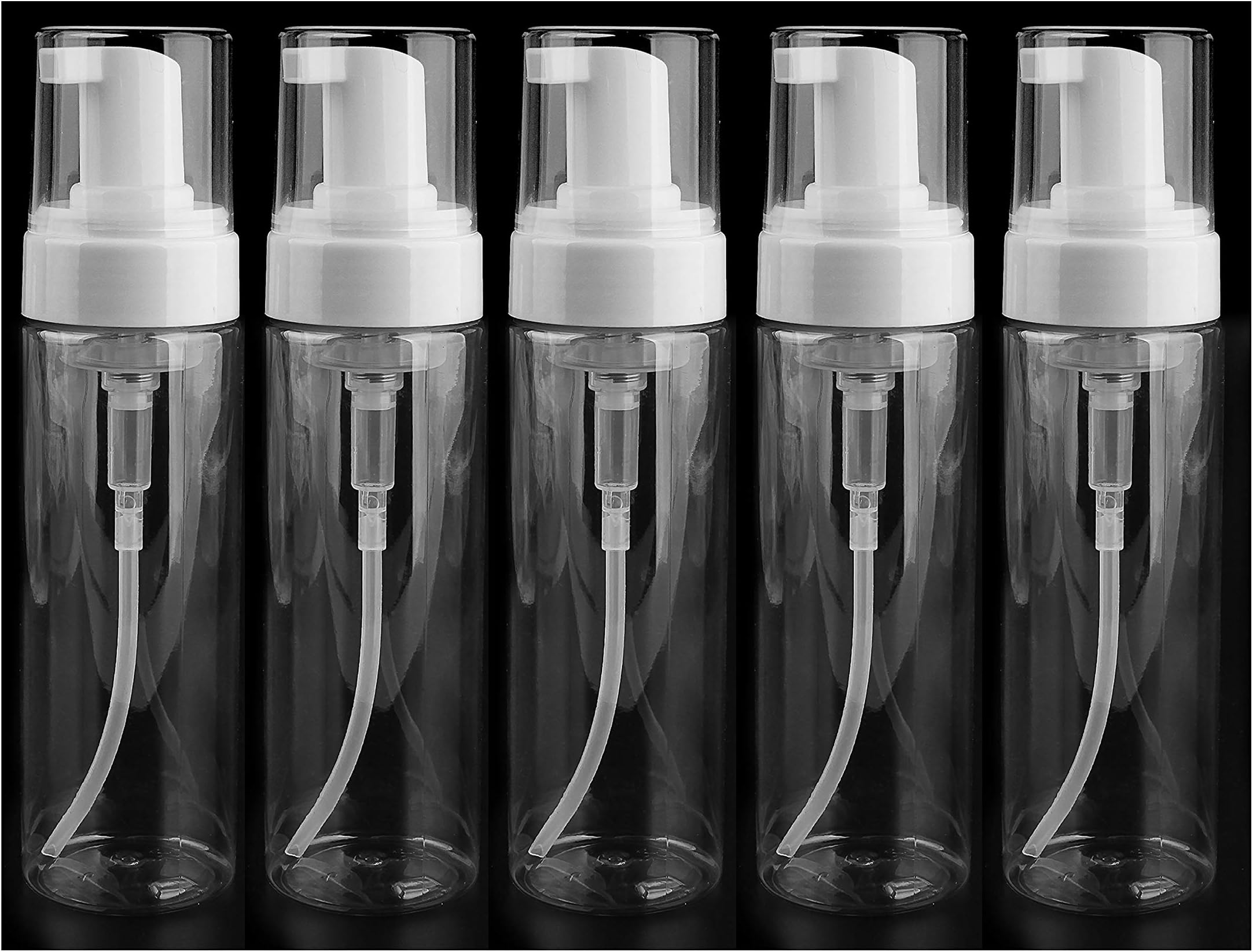 5pcs Foam Dispenser Bottle Plastic Refillable Empty Mini Foaming Soap Shampoo Dispenser Pump Bottles for Travel 200ml