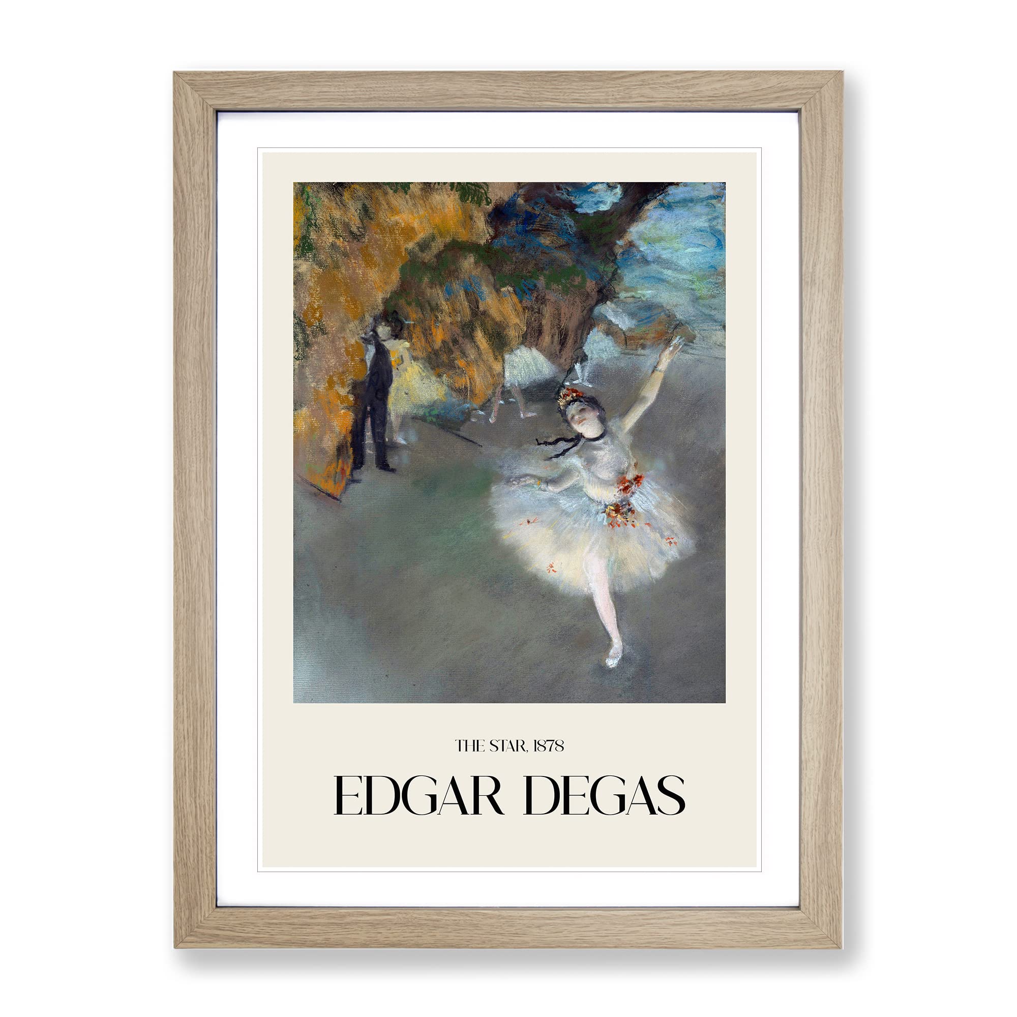 The Star Ballet Ballerina Dancer By Edgar Degas Exhibition Museum Painting Framed Wall Art Print, Ready to Hang Picture for Living Room Bedroom Home Office Décor, Oak A3 (34 x 46 cm)
