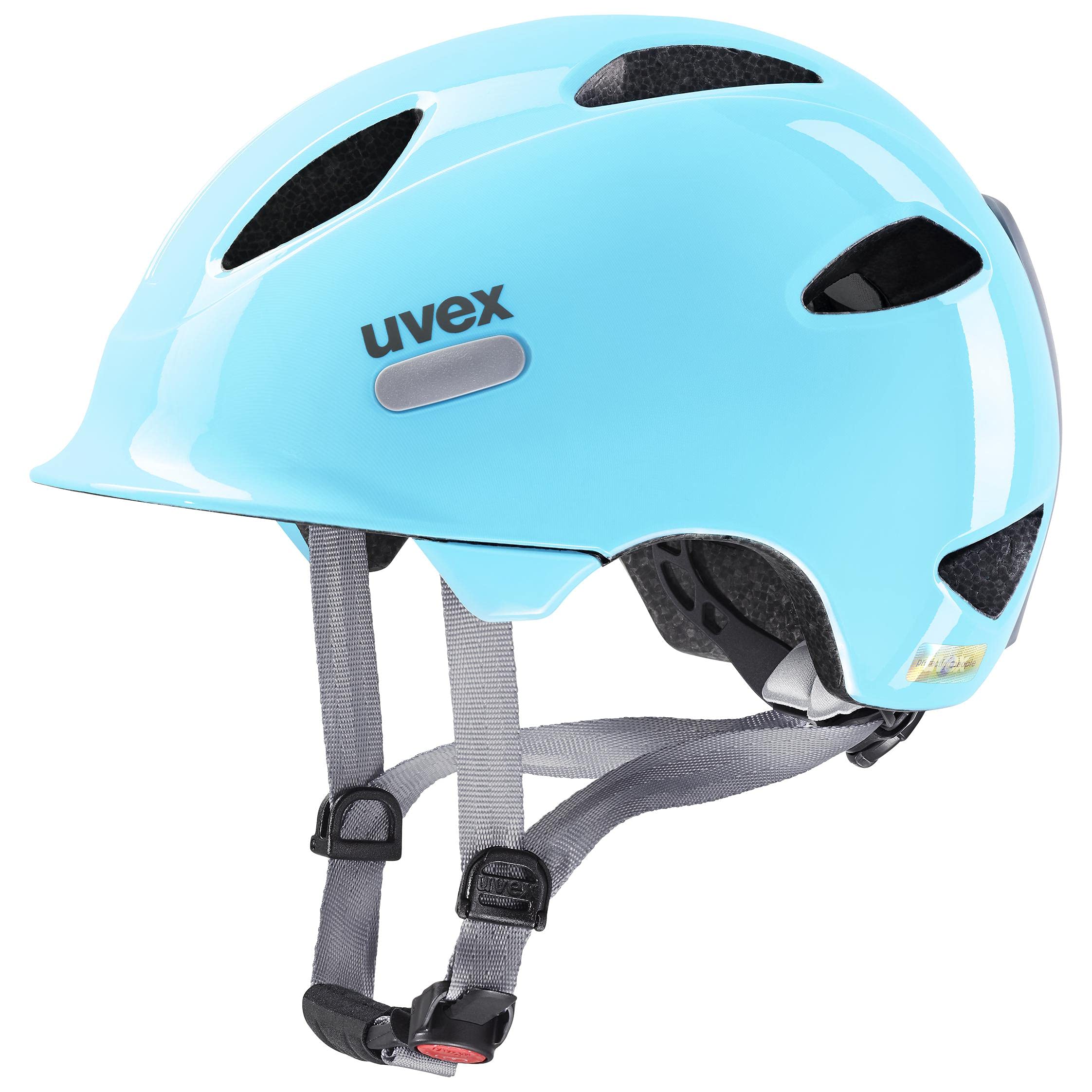 uvex Oyo - Lightweight Kids Bike Helmet for Children - Individual Fit - Upgradeable with an LED Light - Cloud Blue - Grey - 45-50 cm
