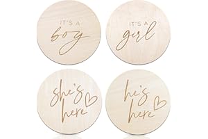 OENIZI 2pcs Its a Boy He's Here Wooden Sign & Its a Girl She' Here - Gender Reveal, Wooden Boy or Girl Announcement, Birth Announcement Sign for Hospital, He or She Photography Prop, Boho Gender Reveal Decorations