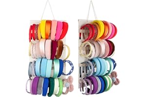 JOYMOMO Hanging Headband Holder for Girls,Felt Headband Organizer Headband Storage Holder Organizer for Headband (Without Headbands) (40 Slots Cream)