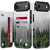 LETO for iPhone Air Wallet Case with Card Holder - Flip Folio Leather Kickstand - Fashionable Flower Designs - Shockproof Protective Phone Cover for iPhone 17 Air Women and Girls - Fog and Trees