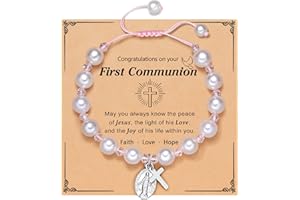 UNGENT THEM First Communion Gifts for Girls, Rosary Cross Bracelet First Communion Gifts for Girls Teens