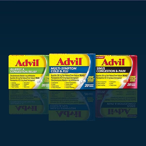 ADVIL SINUS CONGESTION AND PAIN, SINUS RELIEF MEDICINE, PAIN RELIEVER AND FEVER REDUCER WITH IBUPROFEN AND PHENYLEPHRINE HCL – 20 COATED TABLETS