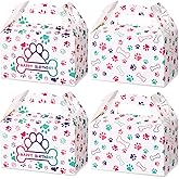 Mifoci 24 Pcs Paw Candy Boxes Dog Themed Party Favors Puppy Print Colorful Treat Box Gift Cartoon Paw Cookie Candy Boxes for Puppy Dog Birthday Goodie Bags Party Supplies