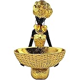 OGANGART African Tribal Statue - Tribal Lady Figure Sculpture Tray,Coffee Table/Office/Shelf/Living Room Handmade Home Decor - Best Gift for Birthday/Anniversary/Wedding (Gold)