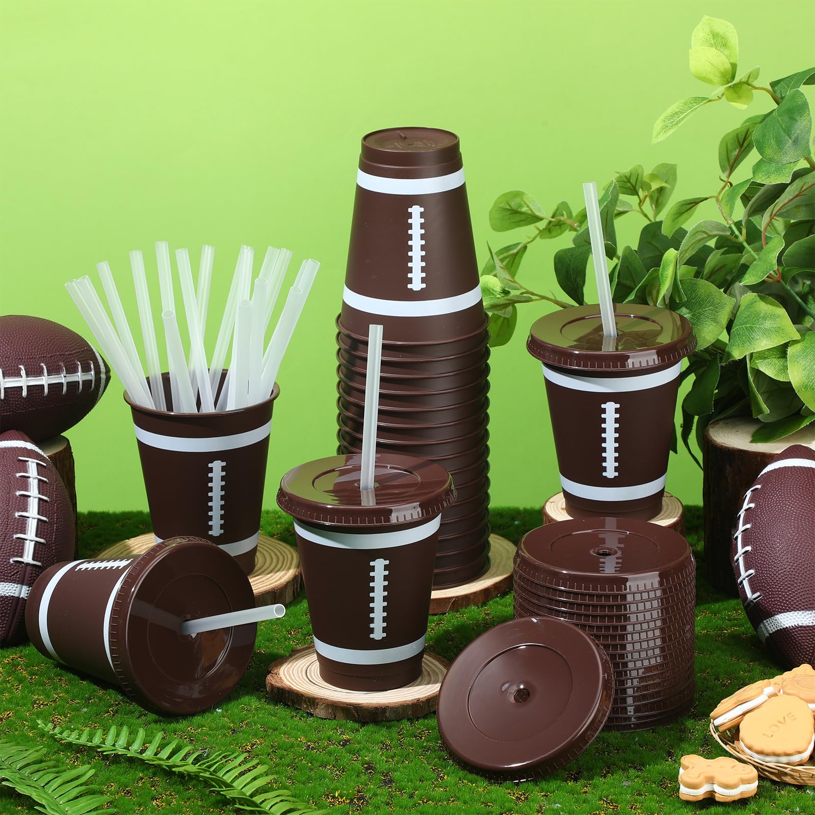 Plastic Cups with Lid and Straw